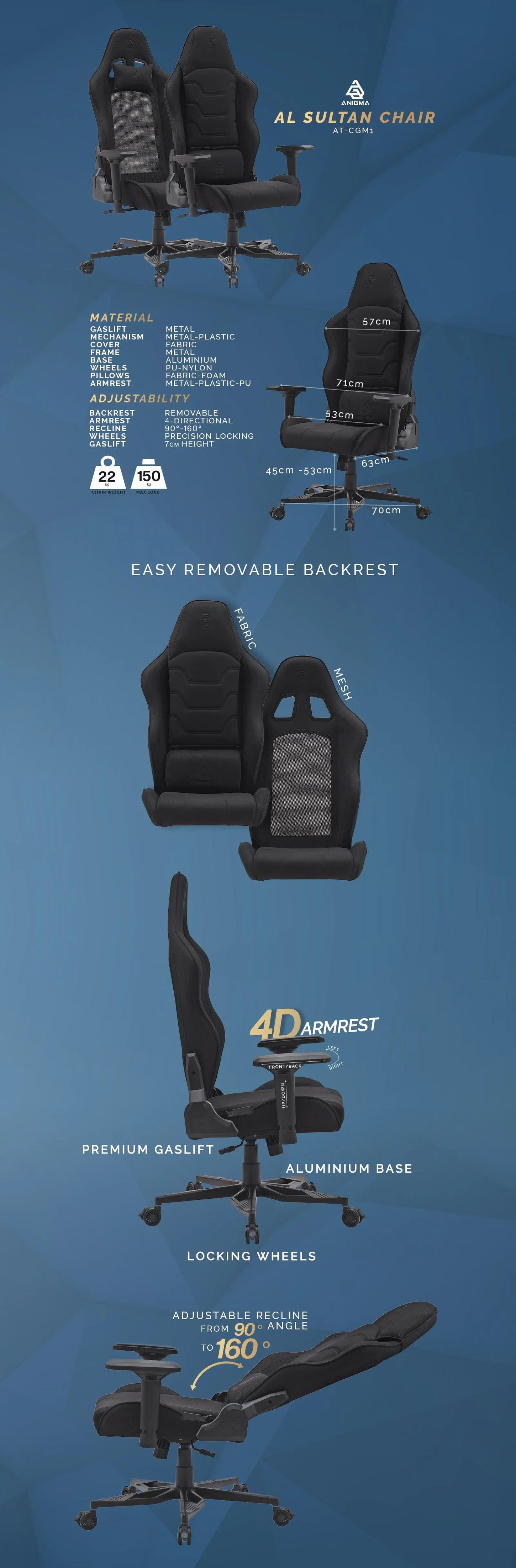 Anigma Al-Sultan Premium Gaming Chair Black - Anigma